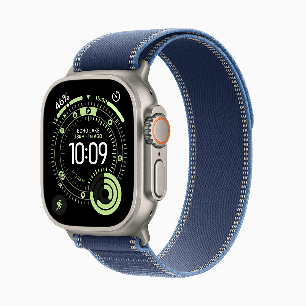 Apple Watch Ultra 3 GPS + Cellular 49mm Natural Titanium Case with Blue/Bright Blue Trail Loop - S/M