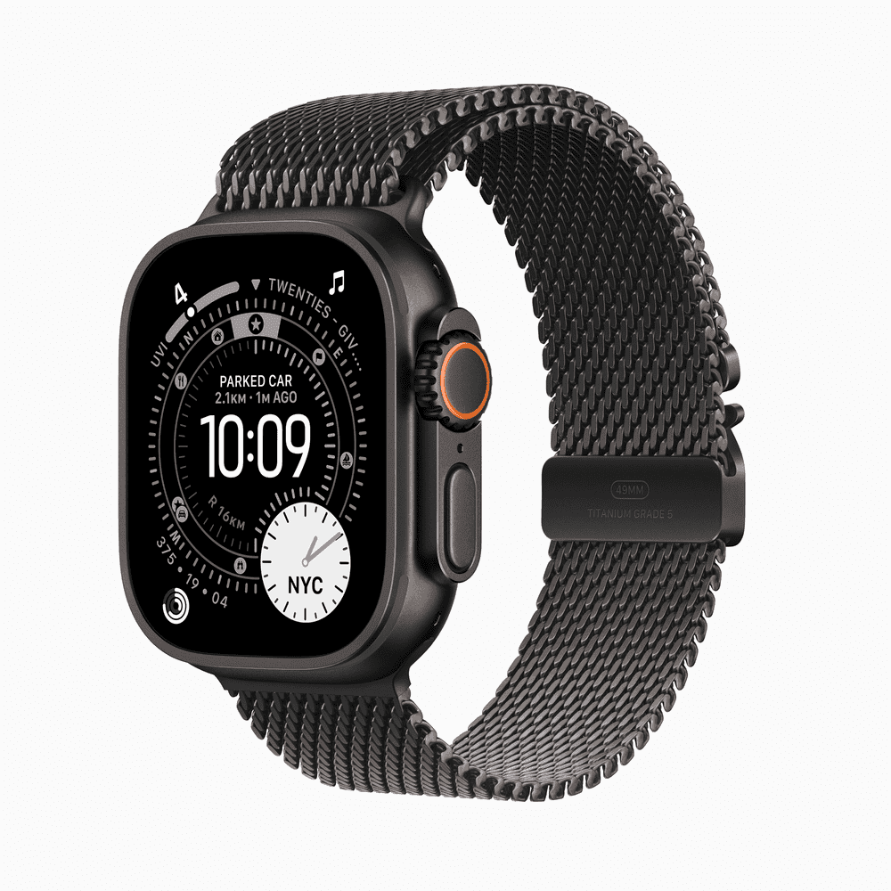 Apple Watch Ultra 3 GPS + Cellular 49mm Black Titanium Case with Black Titanium Milanese Loop - Small