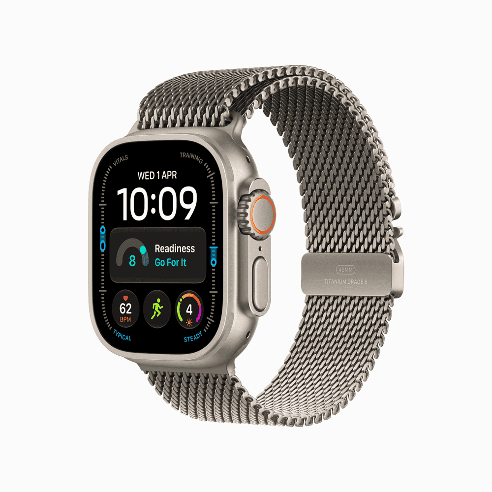 Apple Watch Ultra 4 GPS + Cellular 49mm Natural Titanium Case with Natural Titanium Milanese Loop - L