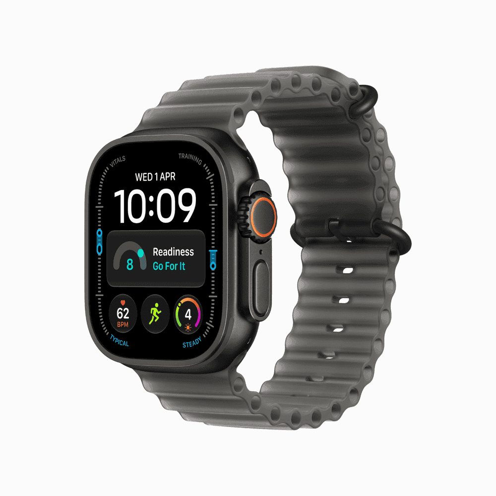 Apple Watch Ultra 4 GPS + Cellular 49mm Black Titanium Case with Translucent Black Ocean Band