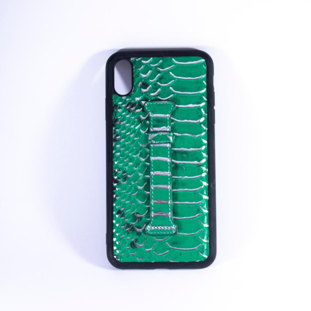 ISAFE SIGNATURE SNAKE LEATHER RING BACK CASE IPHONE XS MAX GREEN