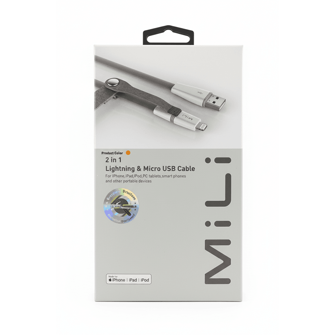 MILI 2IN1 LIGHTNIG TO MICRO CABLE 1M GRAY
