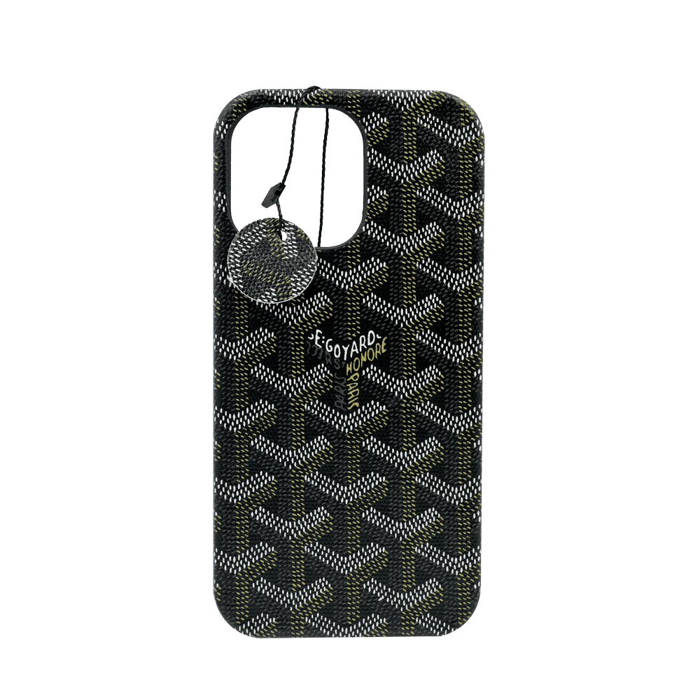 Goyard Black PU Leather Case for iPhone 14 Pro Max