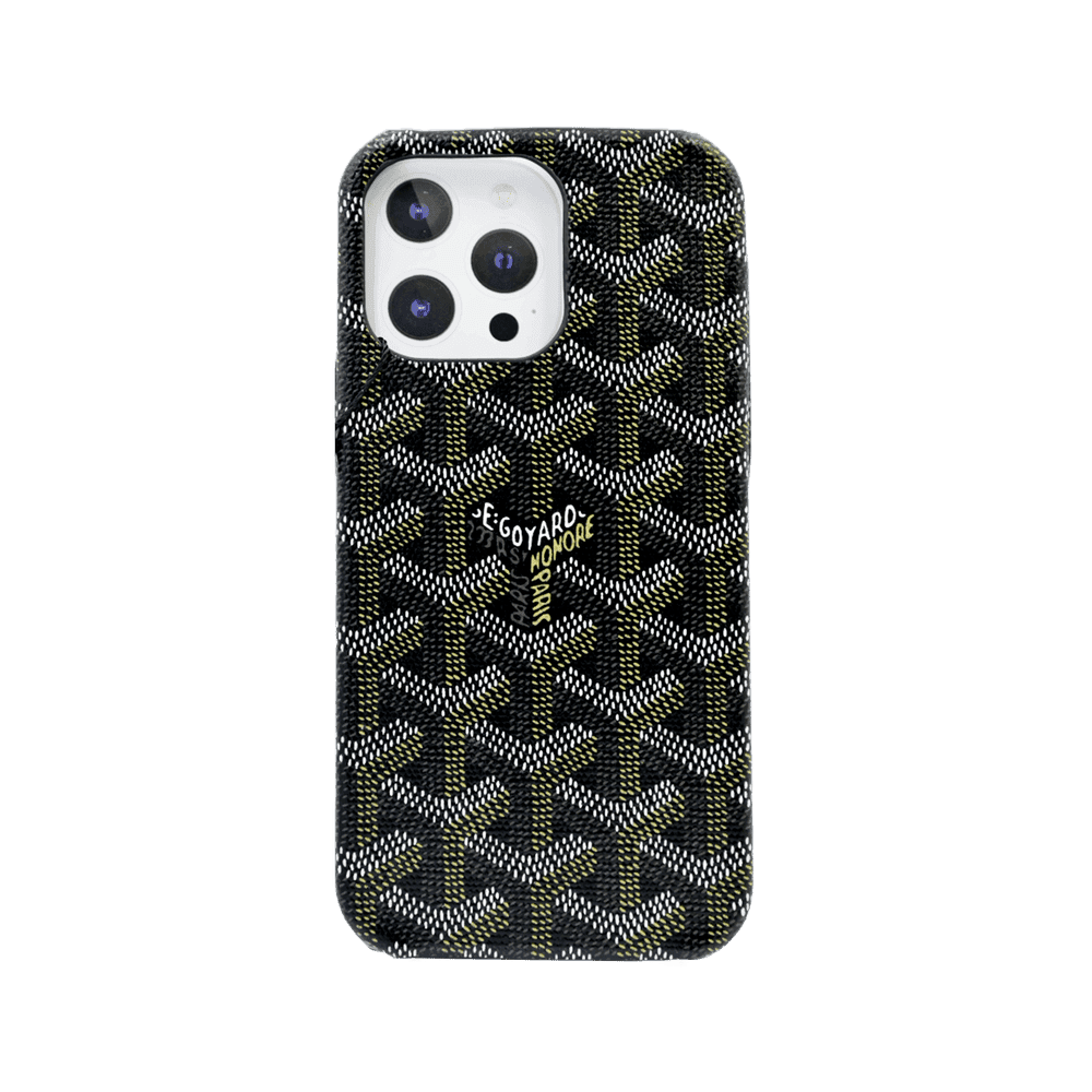 Goyard Black PU Leather Case for iPhone 15 Pro Max