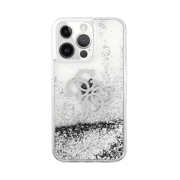 GUESS LIQUID GLITTER CASE 4G ELECTROPLATED LOGO FOR IPHONE 13 PRO SILVER
