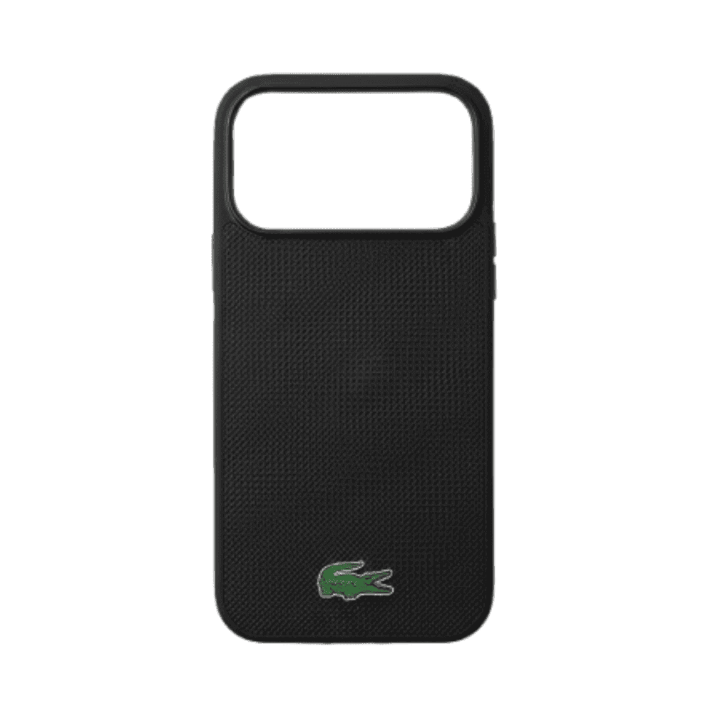 LACOSTE MAGSAFE PU LEATHER HARD CASE WITH ICONIC PETIT PIQUE LOGO FORIPHONE 17 PRO MA X - BLACK