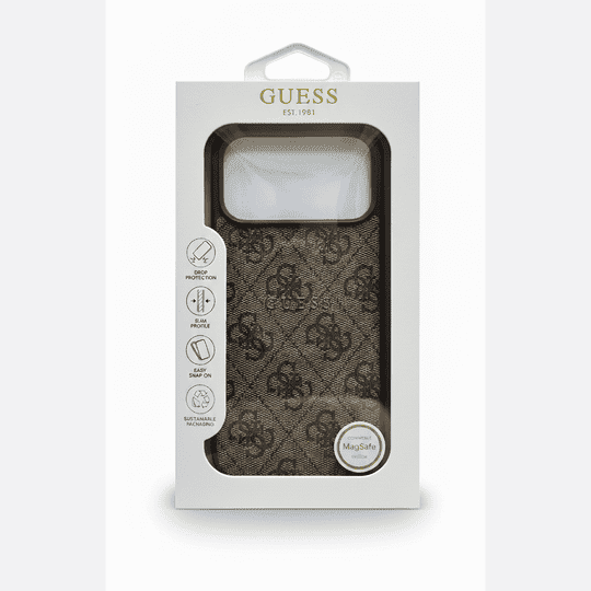 GUESS MAGSAFE 4G PU LEATHER CASE WITH CLASSIC LOGO FOR IPHONE 17 PRO - BROWN