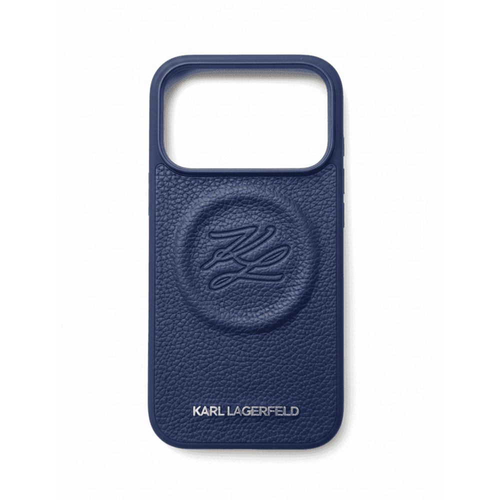 KARL LAGERFELD MAGSAFE PU LEATHER CASE WITH INITIAL DEBOOSED LOGO FOR IPHONE 17 PRO MAX - BLUE