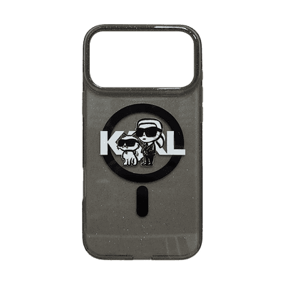 KARL LAGERFELD MAGSAFE IML GLITTER CASE WITH KARL & CHOUPETTE HEADS FOR IPHONE 1 7 PRO MAX - BLACK
