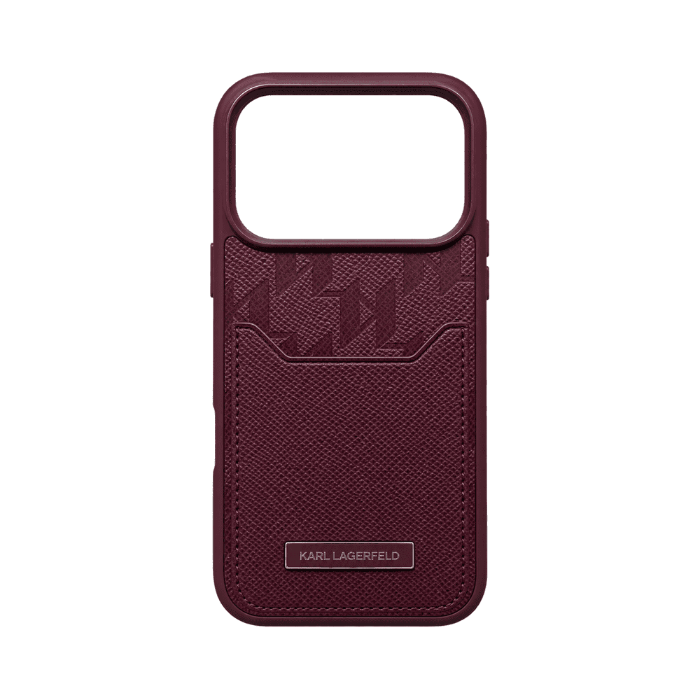 KARL PU HARD CASE WITH CARD SLOT & MONOGRAM FORIPHONE 18/17 PRO  BURGUNDY