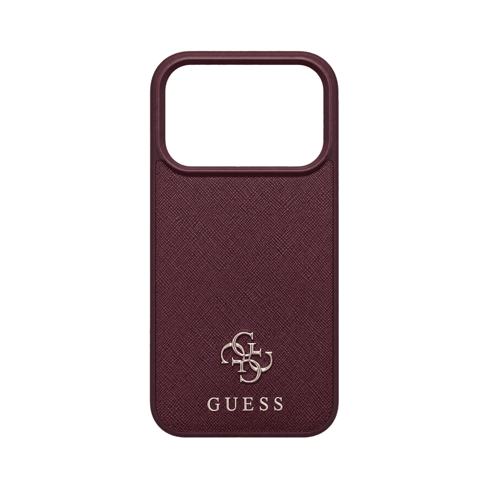 GUESS MAGSAFE SAFFIANO HARD CASE WITH SMALL 4G & CLASSIC LOGO FOR IPHONE 18/17 PRO BURGUNDY