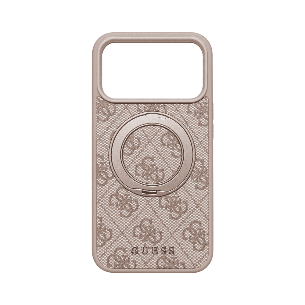 GUESS MAGSAFE 4G HARD CASE WITH RING STAND & CLASSIC LOGO FOR IPHONE 18/17 PRO MAX PINK