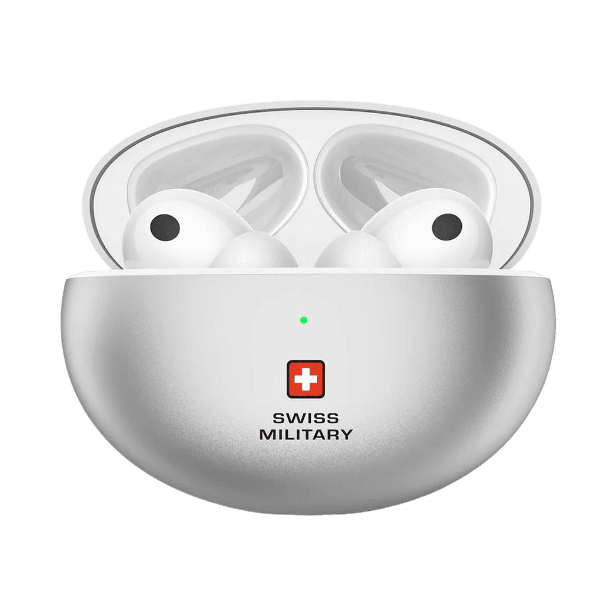 SWISS MILITARY VICTOR 3 WIRELESS CHARGING STEREO EARBUDS WITH ANC-ENC SILVER -TCM