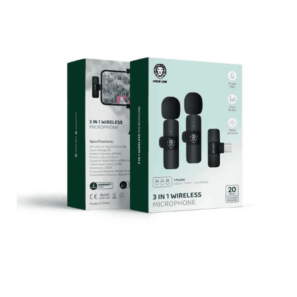 Green Lion 3 In 1 Wireless Microphone - Black