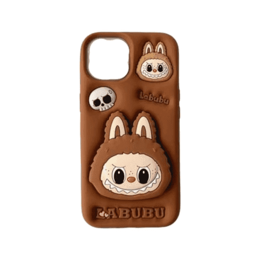 LABUBU SILICONE COVER IPHONE 14/15 PLUS BROWN