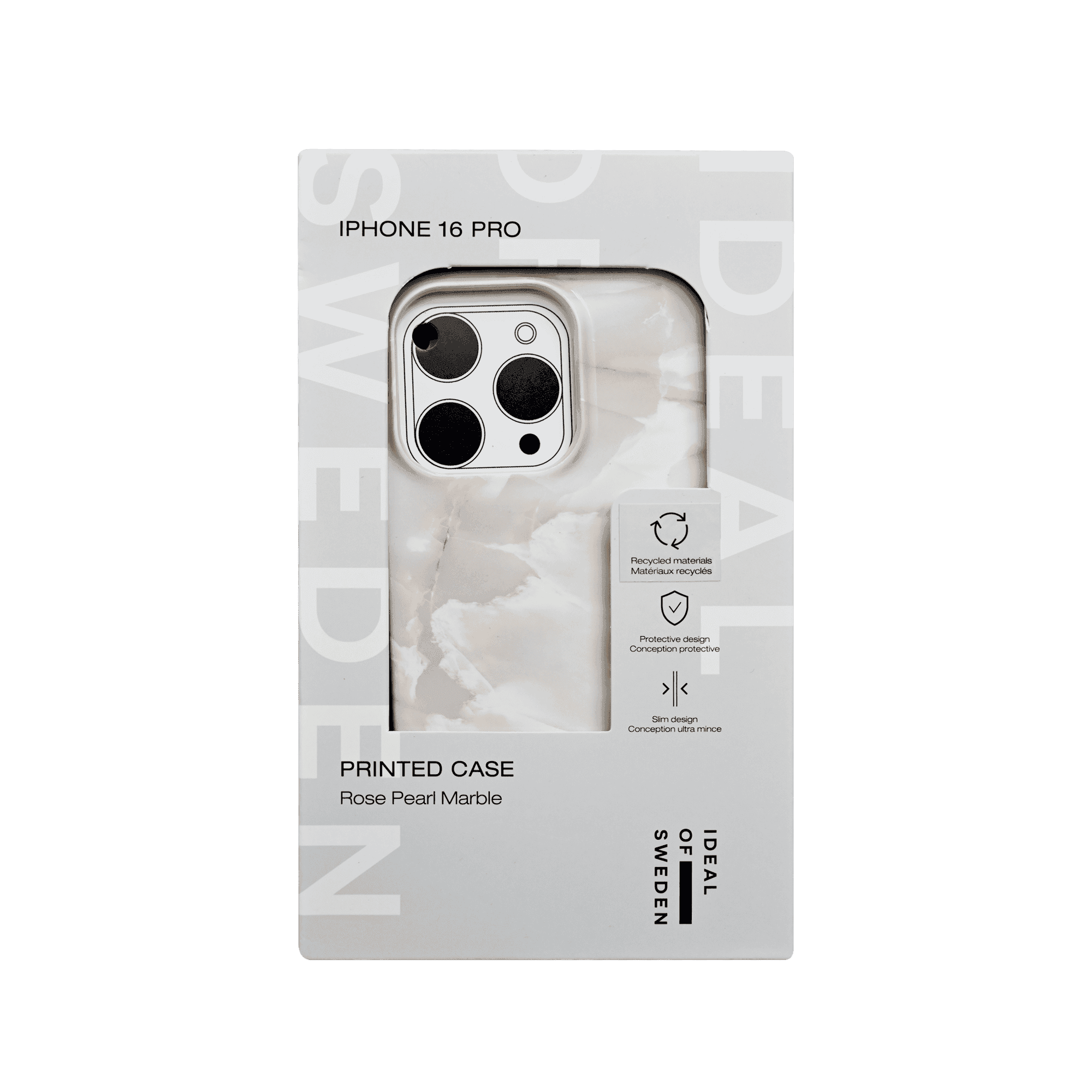IDEAL OF SWEDEN PRINTED CASE IPHONE 16 PRO ROSE PEARL MARBLE