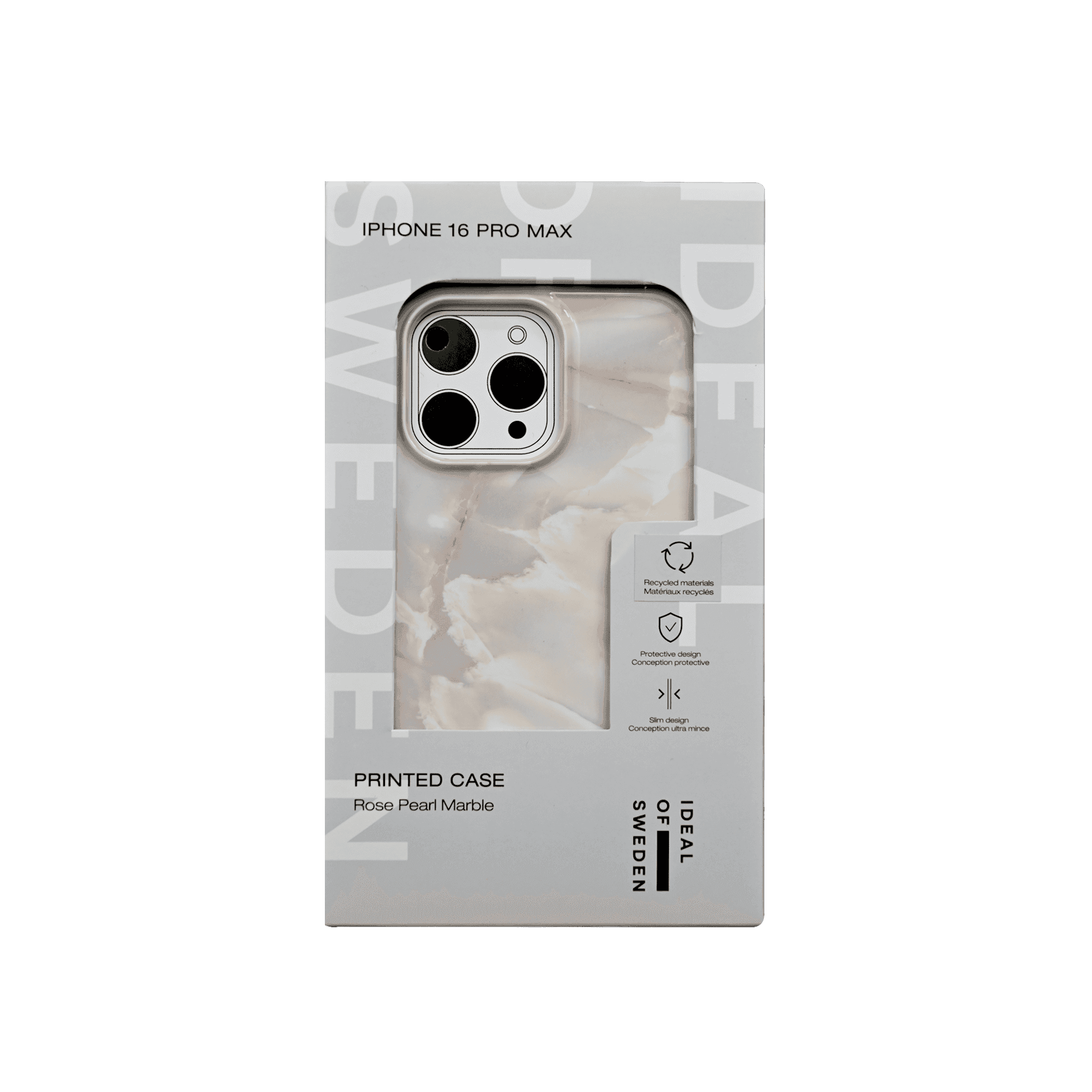 IDEAL OF SWEDEN PRINTED CASE IPHONE 16 PRO MAX ROSE PEARL MARBLE