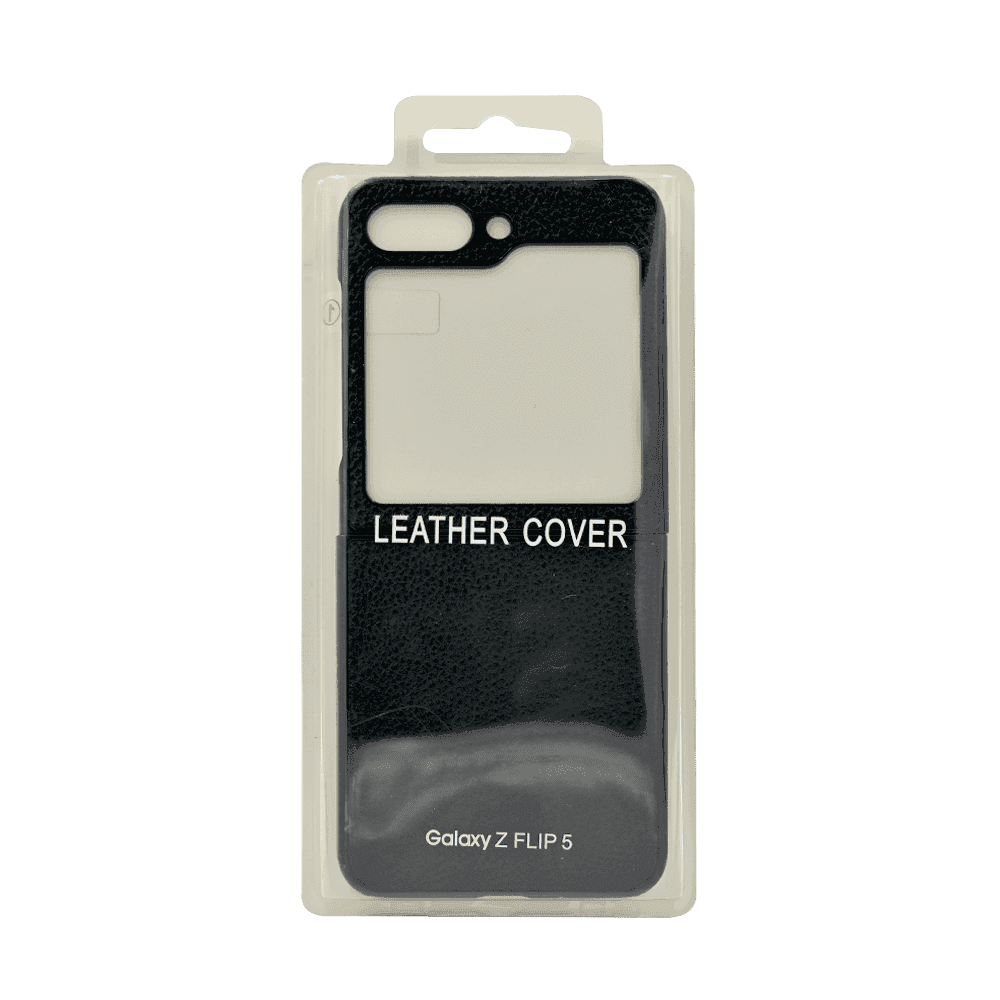 LEATHER HARD CASE WITH GLASS GALAXY Z FLIP5 BLACK