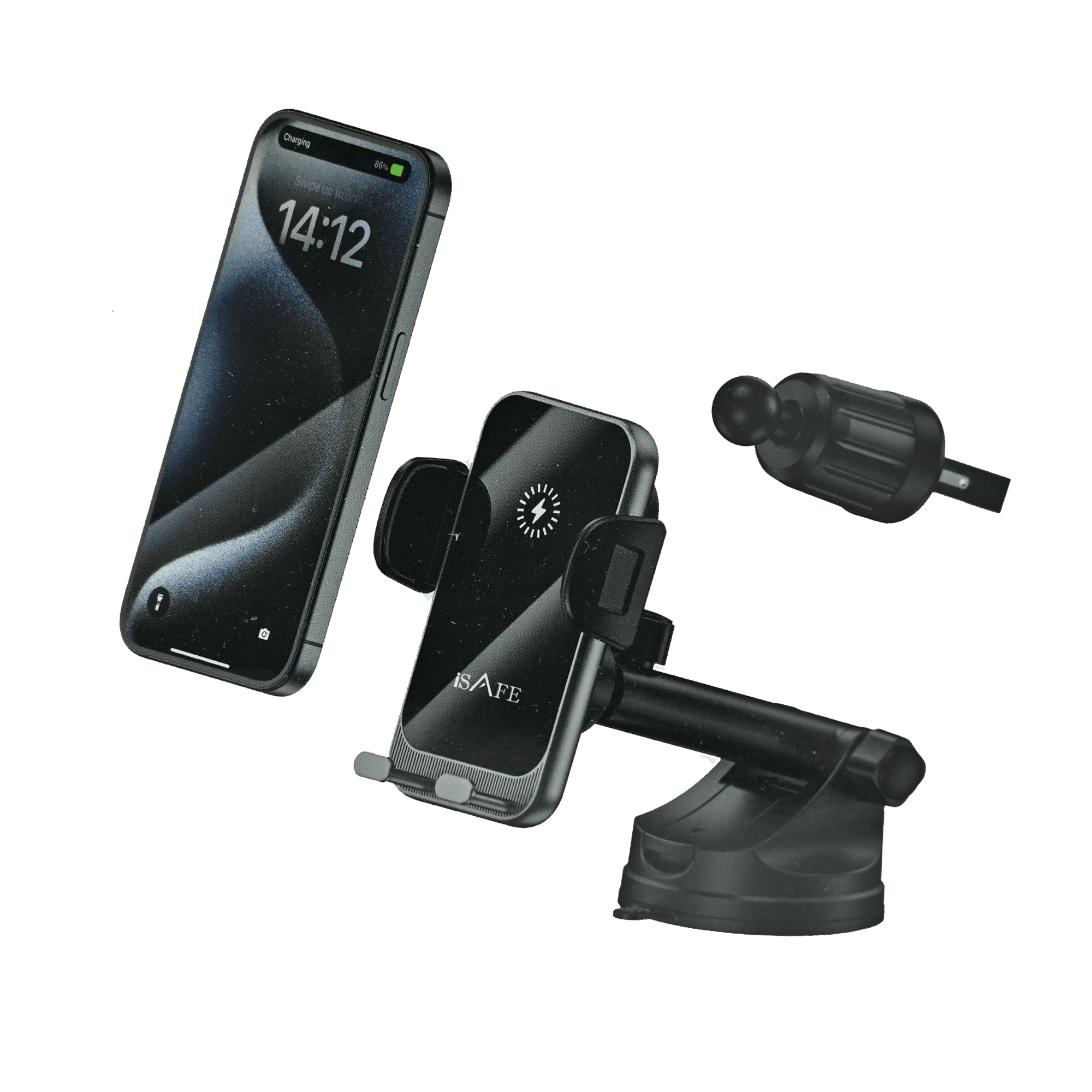 ISAFE 15W 2 IN 1 FAST WIRELESS CAR CHARGER HOLDER