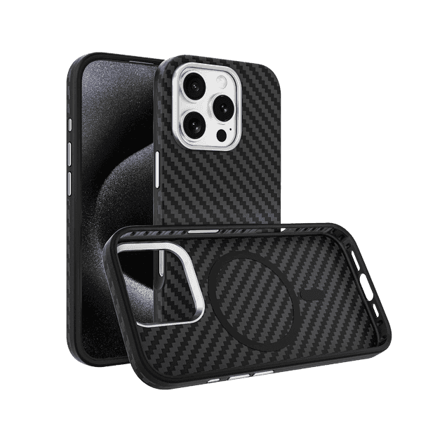 Piblue Twill Kevlar Magnetic Case for iPhone 16 Pro - Black