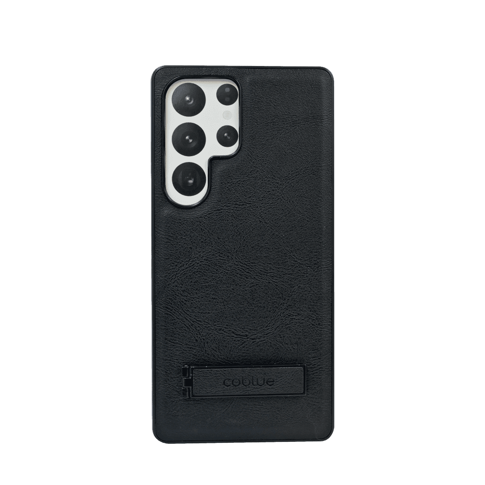Coblue Black PU Leather Case with Kickstand