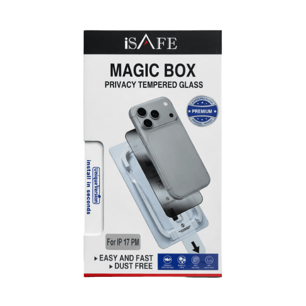 ISAFE 5X STRENGTHEN MAGIC BOX GLASS TEMPERED GLASS FOR IP17 PRO MAX PRIVACY