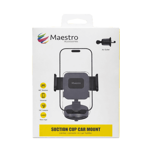MAESTRO MS-2IN1-SUHLD-BLK 360 ROTATE SUCTION CUP CAR MOUNT