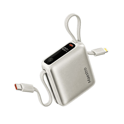 MAESTRO MT-10K 30W FAST-CHARGING 10000mAh POWERBANK WITH DUAL CABLE SILVER