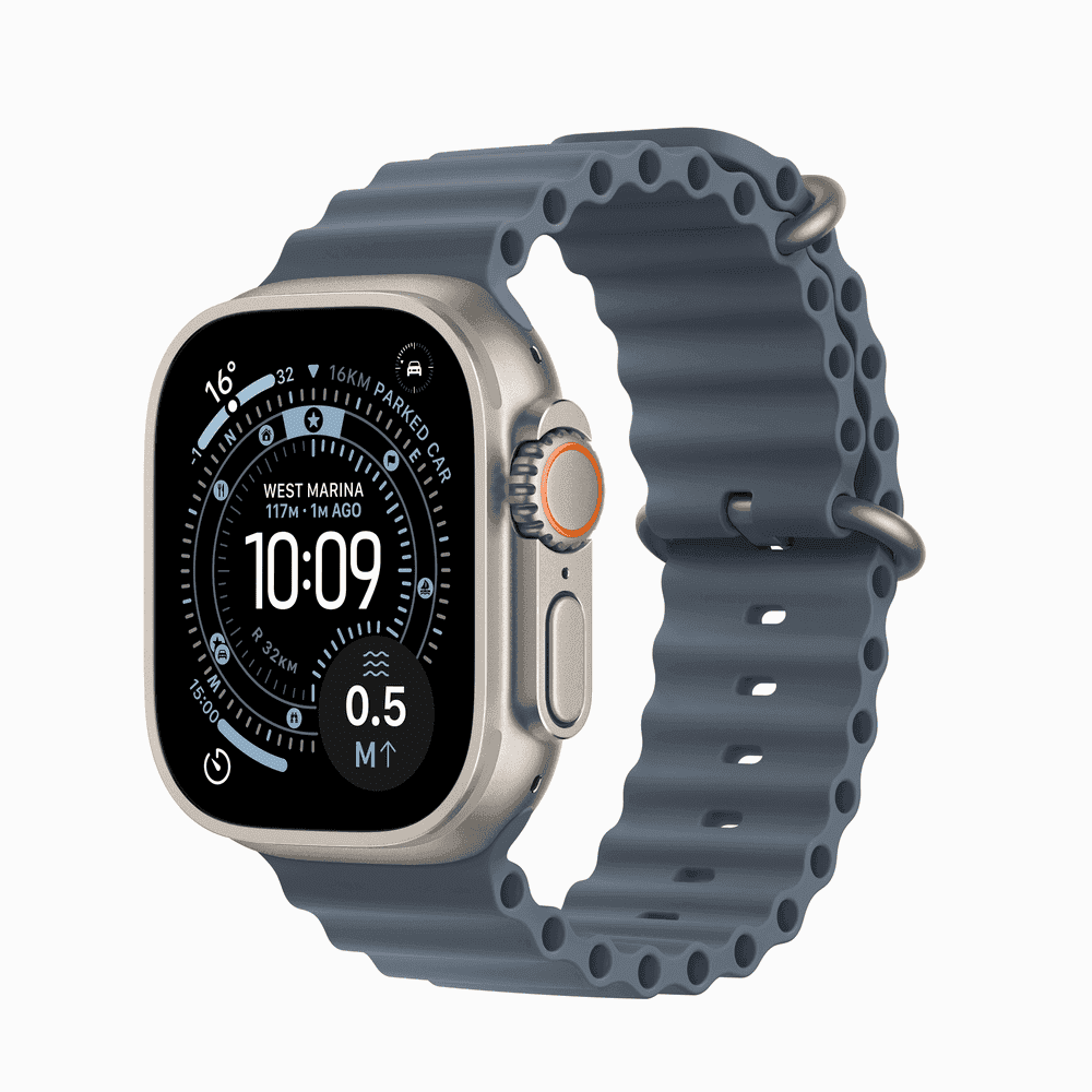 Apple Watch Ultra 3 GPS + Cellular 49mm Natural Titanium Case with Anchor Blue Ocean Band