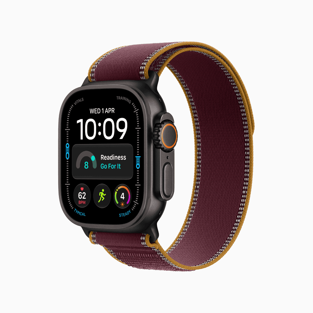 Apple Watch Ultra 4 GPS + Cellular 49mm Black Titanium Case with Burgundy Trail Loop - M/L