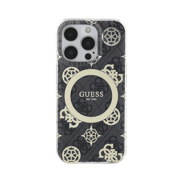 Guess IML Design Print Case for iPhone 16 Pro Max, Black