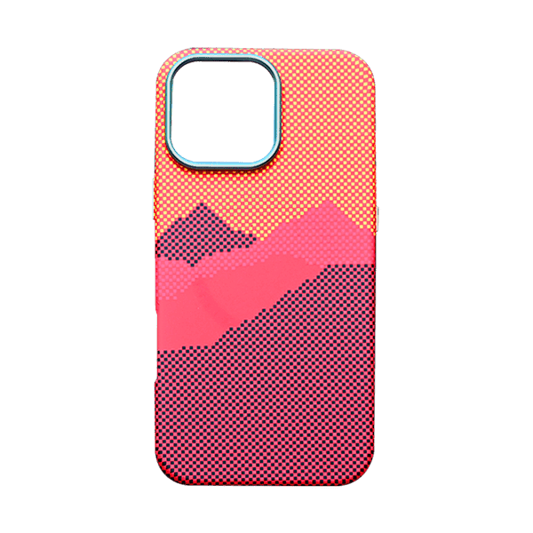 X-Fitted Silk Screen Design Carbon Fiber Case for iPhone 16 Pro Max - Red/Orange