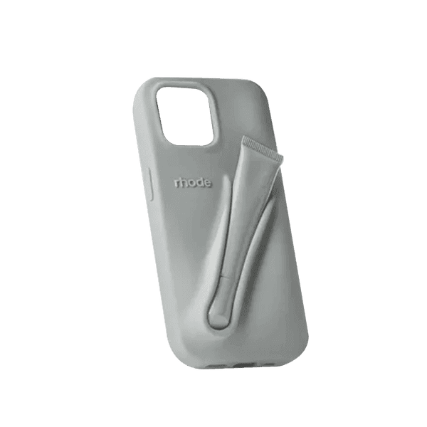 Rhode Gray Silicone Case with Lipstick for iPhone 16 Plus