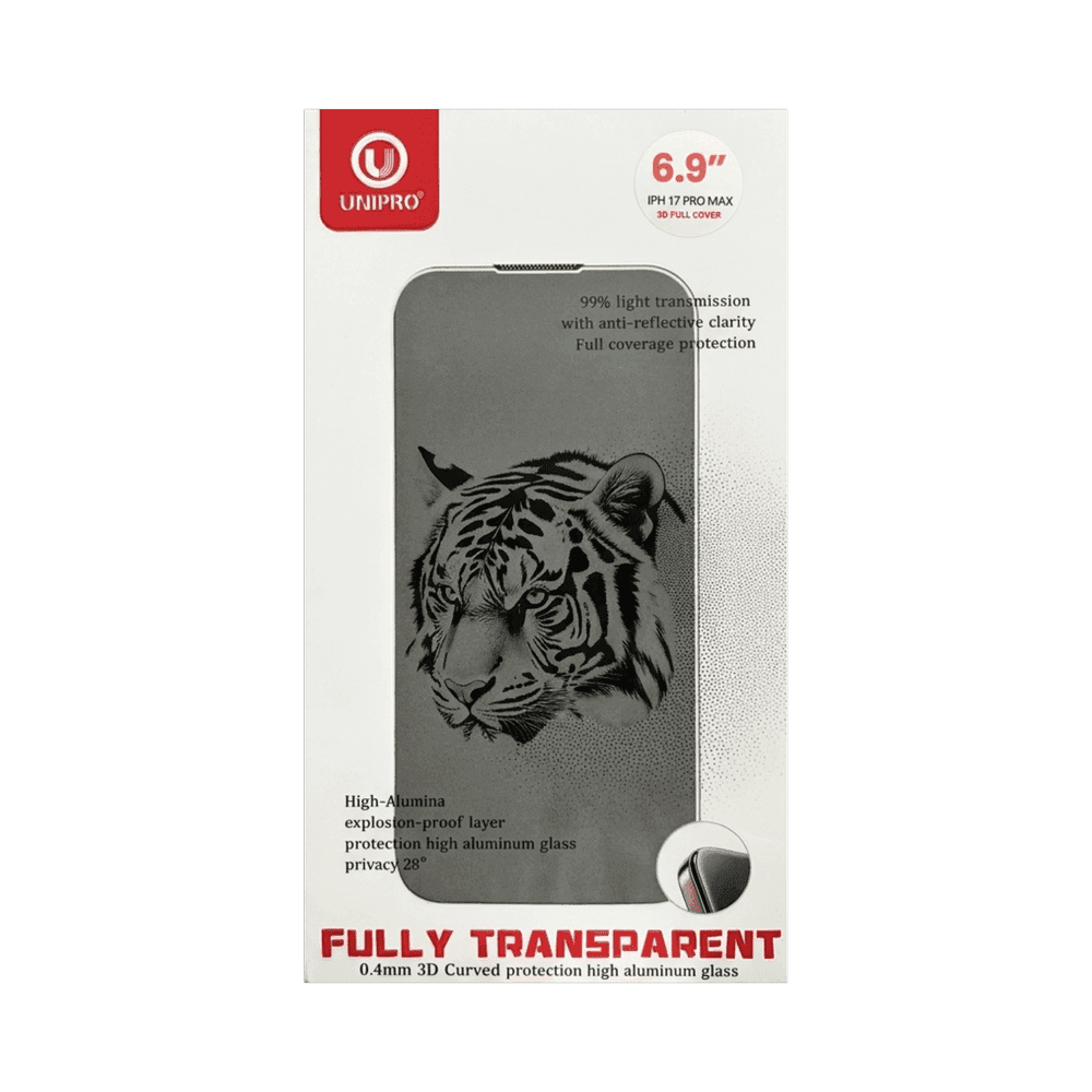 UNIPRO UG FULL TRANSPARENT TEMPER GLASS IPHONE 17 PRO MAX PRIVACY